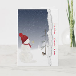 Jul-snögubbe med guld stjärnkort kort