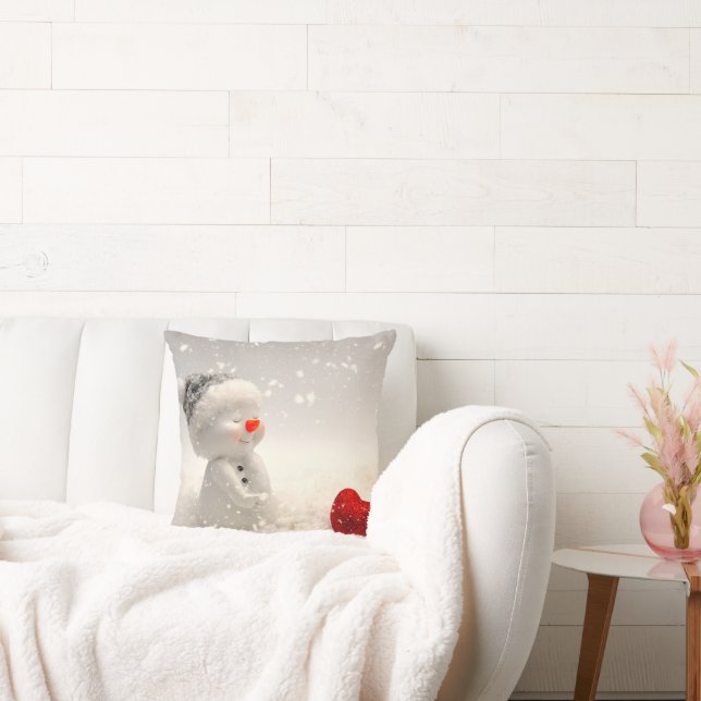 Jul Snögubbe med Heartwarming Kärlek Kudde (Soffa)
