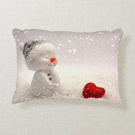 Jul Snögubbe med Heartwarming Kärlek Prydnadskudde