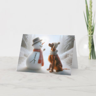 Jul Snögubbe med Irish Setter Hund Kort