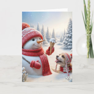 Jul Snögubbe med iskräm Cone Kort