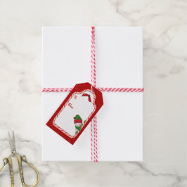 Jul Snögubbe med Snöflingor Presentetikett