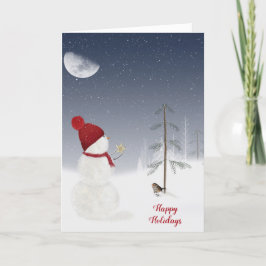 Jul Snögubbe med stjärna Helgkort