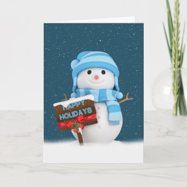 Jul Snögubbe med tecken Helgkort (Framsida)