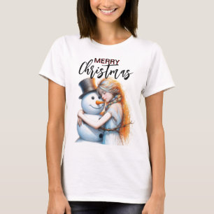 Jul Snögubbe och en flicka T Shirt