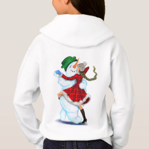 Jul Snögubbe och flicka Dancing Kids Hoodie T Shirt