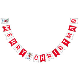 Jul-Snögubbe och-flickdansare Bunting Flaggor