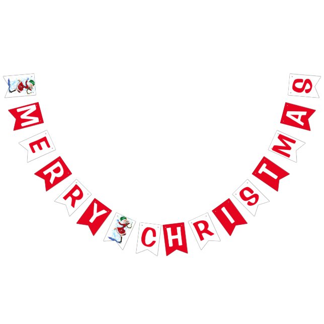 Jul-Snögubbe och-flickdansare Bunting Flaggor (Alla)