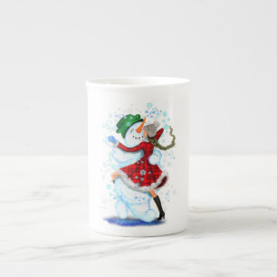 Jul-Snögubbe och Flickdansare Mugg Benporslin Mugg
