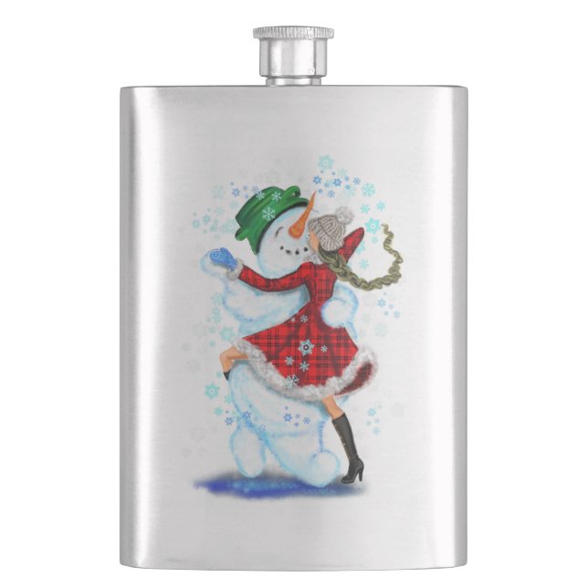 Jul-Snögubbe och flickdansarkolv Fickplunta (Framsidan)