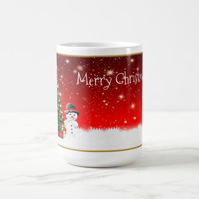 Jul snögubbe och julgran magisk mugg (Center)