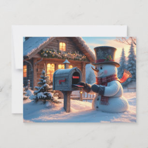Jul Snögubbe och postlådan Vykort