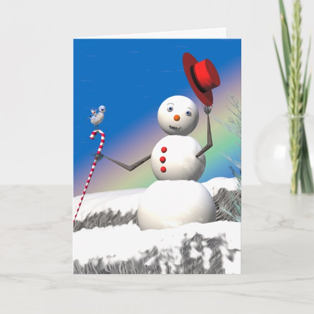 Jul Snögubbe och Vännen Helgkort (Framsida)