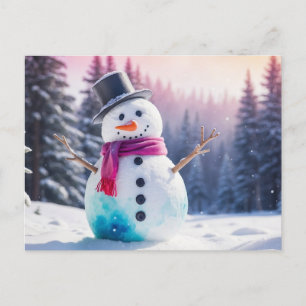 Jul-Snögubbe och vinterskog Helg Vykort
