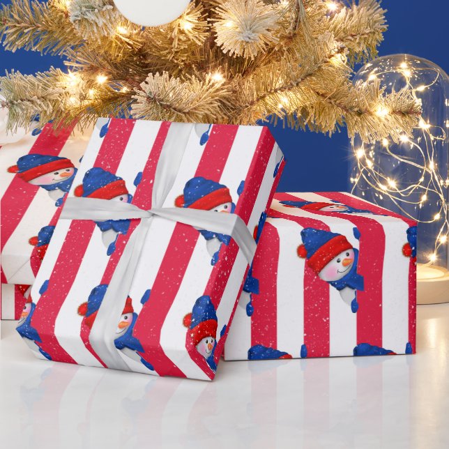 Jul Snögubbe på Rand och Snöflingor Presentpapper (Helgdagar)