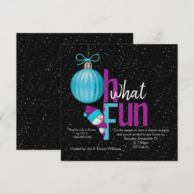 Jul Snögubbe Party Inbjudningar (Fram/baksida)