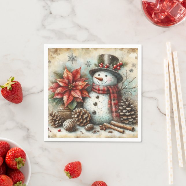Jul Snögubbe Party Napkins Pappersservett (Insitu)