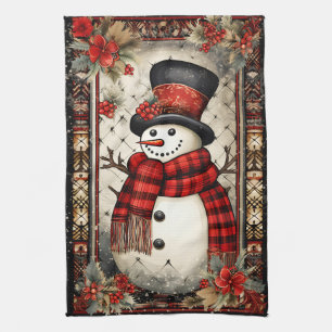 Jul Snögubbe Play Scarf Red Flowers Kökshandduk