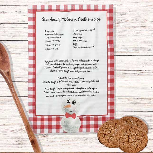 Jul Snögubbe Recipe keepsaké Red Play Kökshandduk (Skapare uppladdad)
