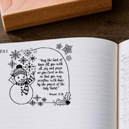 Jul Snögubbe Romans 15:13 Christian Helgdag Stämpel