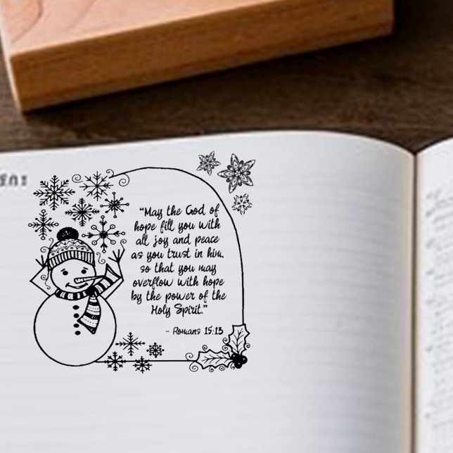 Jul Snögubbe Romans 15:13 Christian Helgdag Stämpel (Skapare uppladdad)