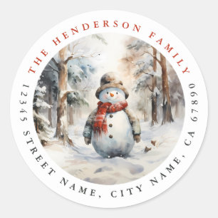 Jul Snögubbe Round Stickers Runt Klistermärke