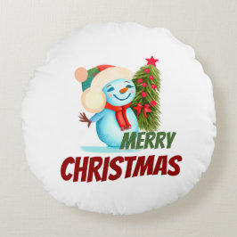 Jul snögubbe rund kudde