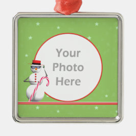 Jul-Snögubbe-rundan (foto ram) Julgransprydnad Metall