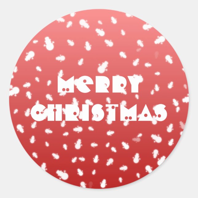 Jul Snögubbe Runt Klistermärke (Framsida)