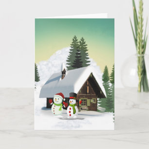 Jul Snögubbe Scene Helgkort