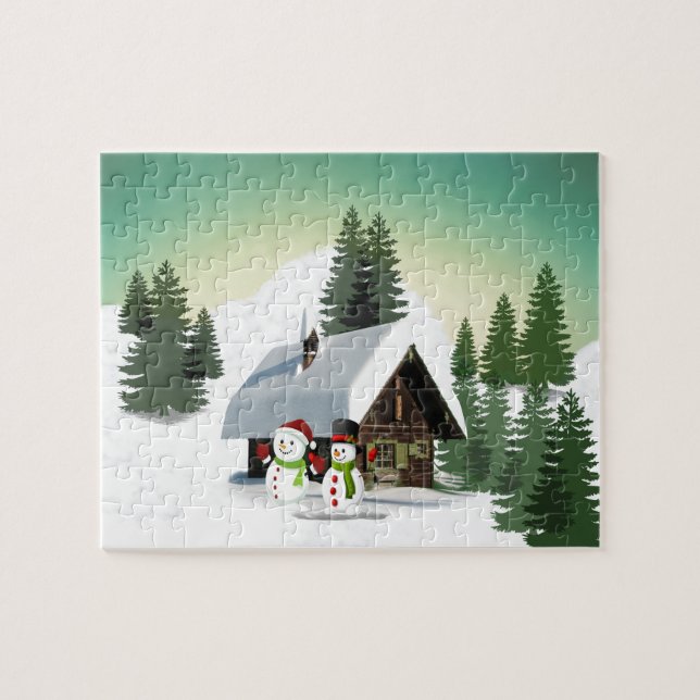 Jul Snögubbe Scene Pussel (Horisontell)