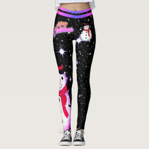 Jul / Snögubbe / Snöflake på - (redigerbart) Leggings