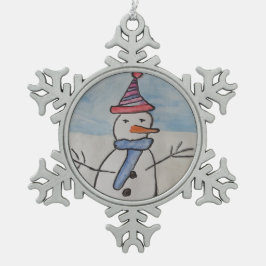 Jul Snögubbe Snöflinga Pewter Julgransprydnad