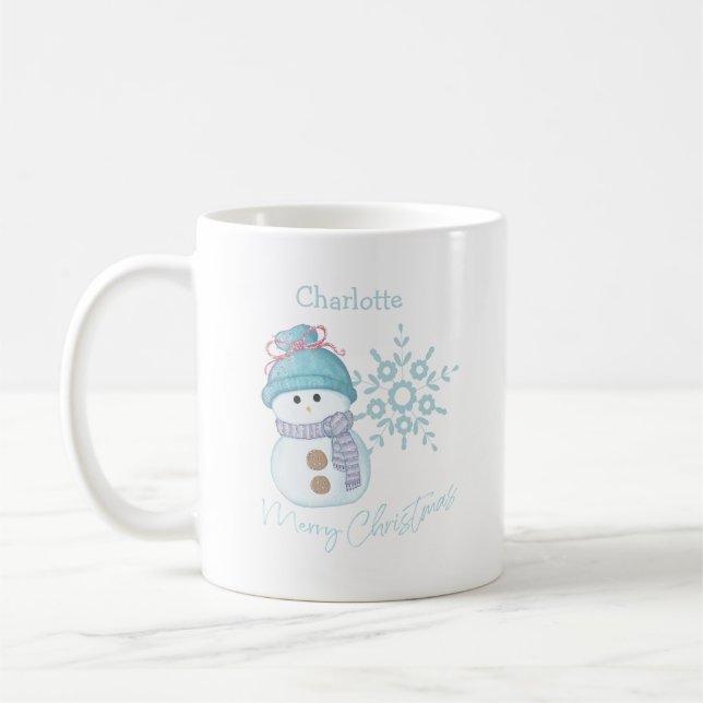 Jul Snögubbe Snowflake Cute Coffee Mugg (Vänster)