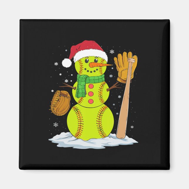 Jul Snögubbe Softball Pitcher Boys Kids Tonåringar Magnet (Framsidan)