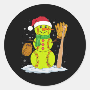 Jul Snögubbe Softball Pitcher Boys Kids Tonåringar Runt Klistermärke