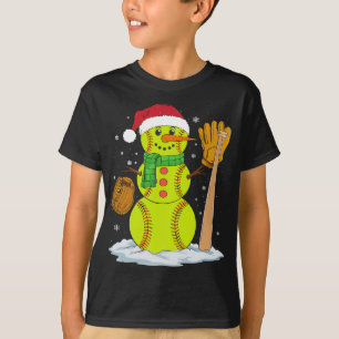Jul Snögubbe Softball Pitcher Boys Kids Tonåringar T Shirt