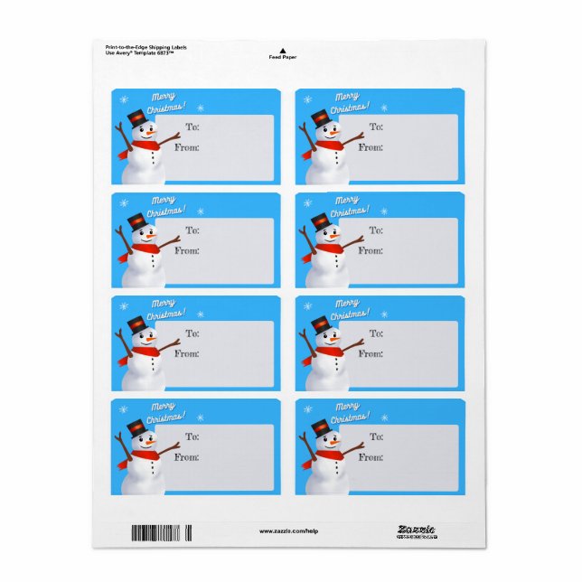 Jul Snögubbe till från etikettstreck Fraktsedel (Helt Ark)