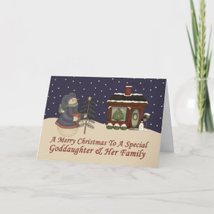 Jul Snögubbe till Speciell guddotter och familj Helgkort