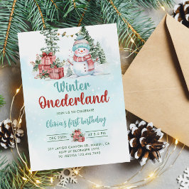 Jul Snögubbe Winter Onederland 1:a födelsedag Inbjudningar