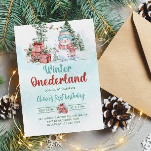 Jul Snögubbe Winter Onederland 1:a födelsedag Inbjudningar