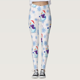 Jul Snögubbe Yta Mönster Leggings