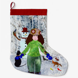 Jul snöman  LeeMarie's Creative Design Stor Julstrumpa