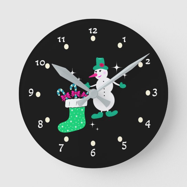 Jul snöman  rund klocka (Framsida)