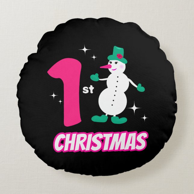 Jul snöman  rund kudde (Framsidan)
