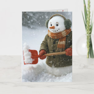 Jul Snöman Skopar Snö Kort