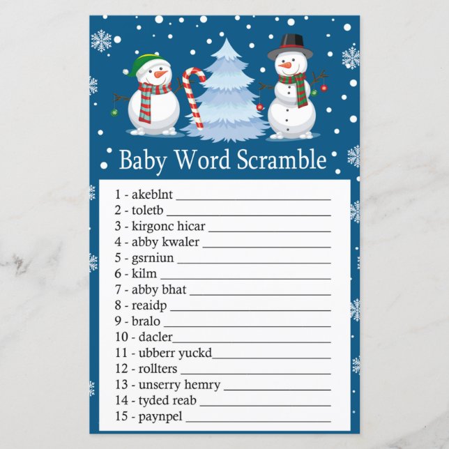 Jul Snömannen Baby ord blandning spel (Framsida)