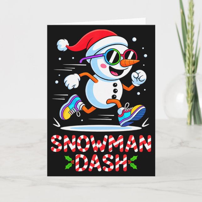 Jul Snömannen Dash Löpning Löpning Maraton Te Kort (Framsida)