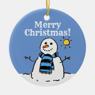 Jul snömannen design med Glad Jul Cera Julgransprydnad Keramik