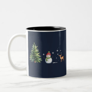Jul Snömannen Julgran Ren Vintersäsong Två-Tonad Mugg